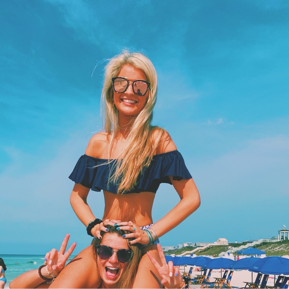 L*Space Blue and Pink Bikini Modern Swimwear